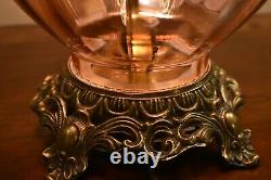 Antique Vintage Amber Rose GWTW Rare Hurricane Gone with the Wind Lamp LARGE