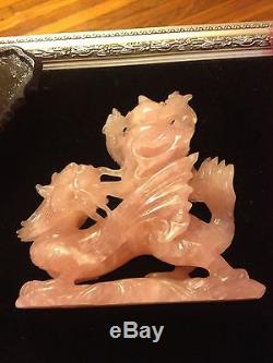 Antique/Vintage Carved Rare Pink Jade or Rose Quartz Dragon