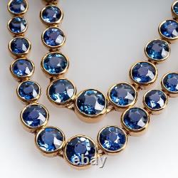 Art Deco Rare Blue Padparadscha Sapphire Necklace in 18K Yellow Gold Over with 20