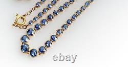 Art Deco Rare Blue Padparadscha Sapphire Necklace in 18K Yellow Gold Over with 20