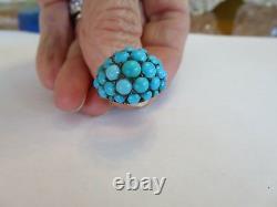 Art Nouveau 10k Rose Gold 14 MM Wide Turquoise Ring Sz 8 Rare Find