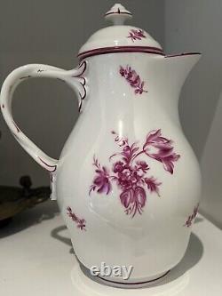 Augarten Vienna Wien Coffee Pot Pink Rose Maria Theresia RARE