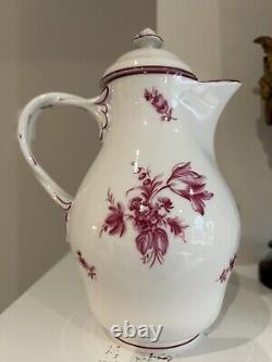 Augarten Vienna Wien Coffee Pot Pink Rose Maria Theresia RARE