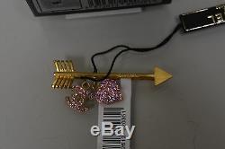 Authentic Chanel Rose Pink Crystals CC Charms Gold Hair Barrette GLAM RARE