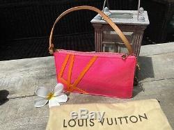 Authentic LOUIS VUITTON Pink/Orange Robert Wilson Lexington Pochette Rare Bi
