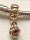 Authentic Pandora 14k Gold Ruby Rose Dangle Charm #750359ru Very Rare