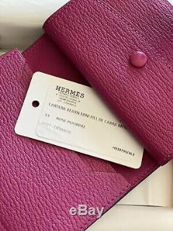 BNIB Rare Hermes Bearn Mini Wallet Rose Pourpre