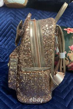 BNWT Loungefly Disney Parks Sequin Rose Gold Mini Backpack And Wallet Rare Set