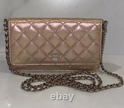 BNWT RARE 21K Authentic Chanel Iridescent Pink CC WOC Wallet On Chain Handbag
