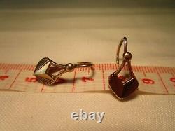 Beautiful Vintage Ussr 14k Rose Pink Gold 7/8 Hook Heart Earrings Estate Rare