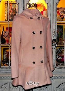 Betsey Johnson RARE Dress Coat PEPLUM Skirted Rose PINK Jacket Medium 6 8
