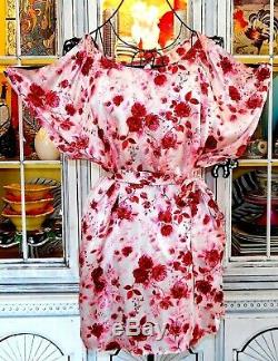 Betsey Johnson RARE Dress PINK SKULL Floral ROSE Silk Tunic Evening Party 8 M