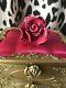 Betsey Johnson Vintage Huge Metal Pink Rose Crystal Flower Ring Very Rare