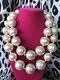 Betsey Johnson Vintage Huge Pearl Double Strand Rose Gold Pink Necklace Rare