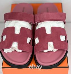 Bnib Hermes Women Chypre Sandals In Rose Aphrodite Suede Size 42 Us 11 (rare!)