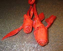 Brahmin Leather Roses Charm/ Tassel CORAL New Rare