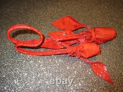 Brahmin Leather Roses Charm/ Tassel CORAL New Rare