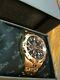 Bulova Men's 97b121 Marine Star Watch Rose Gold Stainless Steel Wristwatch Rare