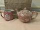 Burleigh Ware Rare Pink Victorian Chintz Teapot And Cream Pitcher