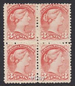 CANADA 37a Mint 3c rose Small Queen BLOCK RARE $2,100