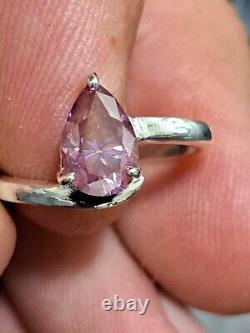 CERTIFIED LOVELY 1.40 CT RARE PEAR CUT PINK NATURAL HPHT DIAMOND RING Sz 7.25