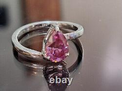 CERTIFIED LOVELY 1.40 CT RARE PEAR CUT PINK NATURAL HPHT DIAMOND RING Sz 7.25