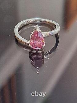 CERTIFIED LOVELY 1.40 CT RARE PEAR CUT PINK NATURAL HPHT DIAMOND RING Sz 7.25