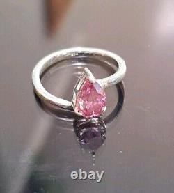 CERTIFIED LOVELY 1.40 CT RARE PEAR CUT PINK NATURAL HPHT DIAMOND RING Sz 7.25