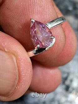 CERTIFIED LOVELY 1.40 CT RARE PEAR CUT PINK NATURAL HPHT DIAMOND RING Sz 7.25