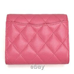 CHANEL A84029 Matrasse Classic Small Tri-Fold Wallet Caviar Skin Rose Pink Rare