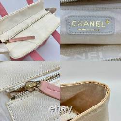 CHANEL CC Matelasse Marshmallow Bag Canvas Rose Pink White Rare 241212T