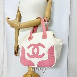 CHANEL CC Matelasse Marshmallow Bag Canvas Rose Pink White Rare 241212T