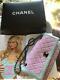 Chanel Tweed Leather Chain Shoulder Bag Rose Pink Blue 2015 Limited Rare Ex++
