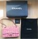 Chanel Tweed Quilted Classic Double Flap Shoulder Bag Light Rose Pink Rare Used