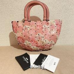 COACH Sakura Tea Rose Real Leather Basket Bag Limited Pink Flowers Rare