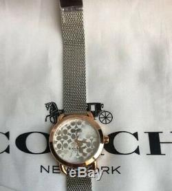 COACH Silver Rose LEXINGTON 2-Tone MESH Bracelet WATCH $250 RARE 14502657 W6182