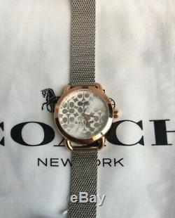 COACH Silver Rose LEXINGTON 2-Tone MESH Bracelet WATCH $250 RARE 14502657 W6182