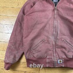 Carhartt Vintage Rose Pink Canvas Jacket Size Medium Quilted WJ014 VRS Rare