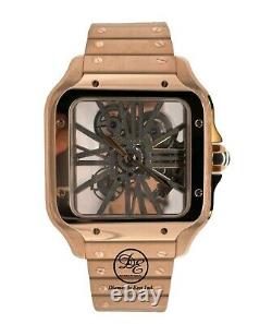 Cartier Santos Skeleton WHSA0016 18k Rose Gold Watch Box/Papers RARE UNWORN