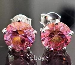 Certified Elegant 2.30 Ctw Rare Pink Hpht Diamond Solitaire Stud Earrings