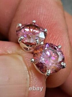 Certified Elegant 2.30 Ctw Rare Pink Hpht Diamond Solitaire Stud Earrings