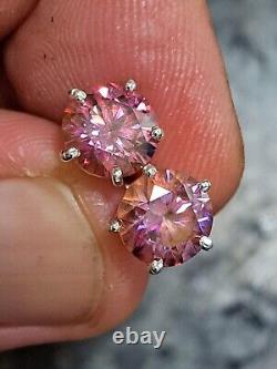 Certified Elegant 2.30 Ctw Rare Pink Hpht Diamond Solitaire Stud Earrings