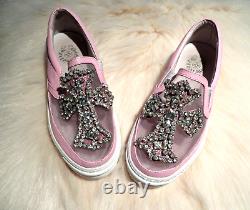 Chrome Hearts Pink Leather Rhinestone Shoes Mesh Top RARE EU 36 US 5.5-6