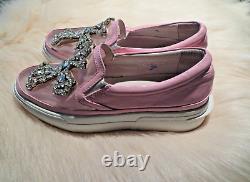 Chrome Hearts Pink Leather Rhinestone Shoes Mesh Top RARE EU 36 US 5.5-6