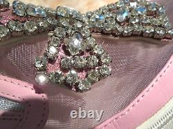 Chrome Hearts Pink Leather Rhinestone Shoes Mesh Top RARE EU 36 US 5.5-6