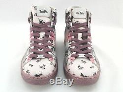 Coach C204 Women's High Top Fashion Shoes Floral Grey / Pink US 7.5 EU 38 Rare
