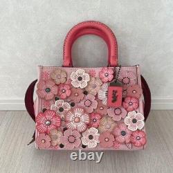 Coach Rogue 25 Tea Rose 2wey Hand Tote bag Japan Limited Floral Pink Rare