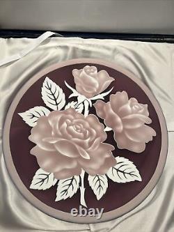 Decorative Rose Themed Plate, Pink And White CAITHNESS Extremely Rare