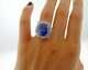 Deep Blue Color Perfect Oval Cut 19.36ct Sapphire & 3.10ct Rose Cut Cz Rare Ring