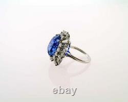 Deep Blue Color Perfect Oval Cut 19.36CT Sapphire & 3.10CT Rose Cut CZ Rare Ring